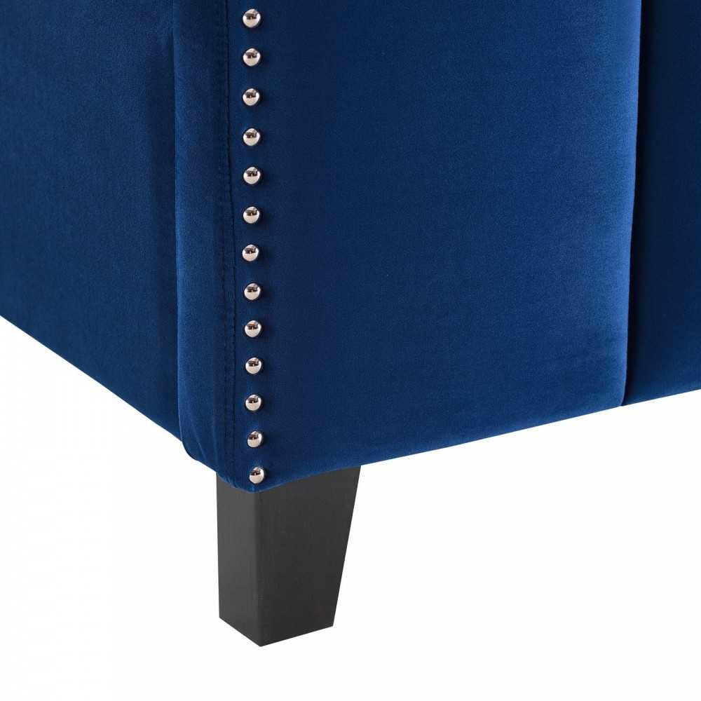 Lucille Queen Performance Velvet Platform Bed, Navy