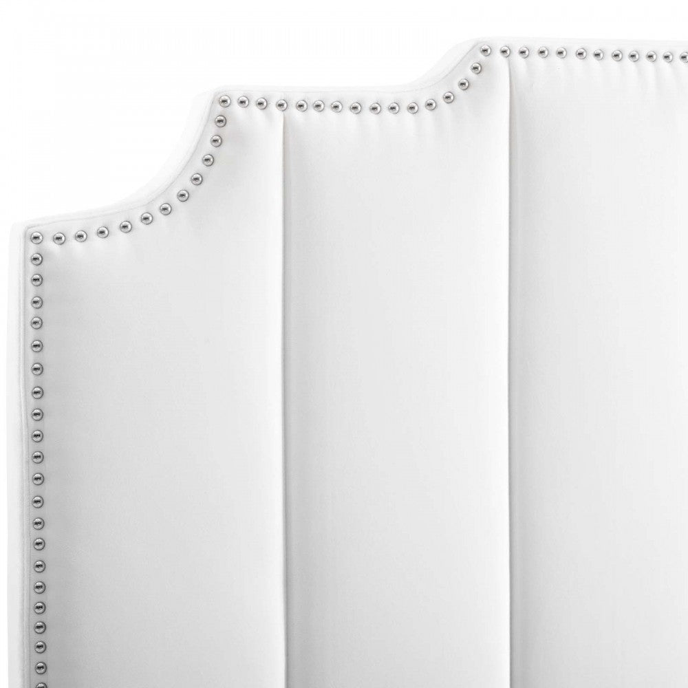 Lucille Queen Performance Velvet Platform Bed, White