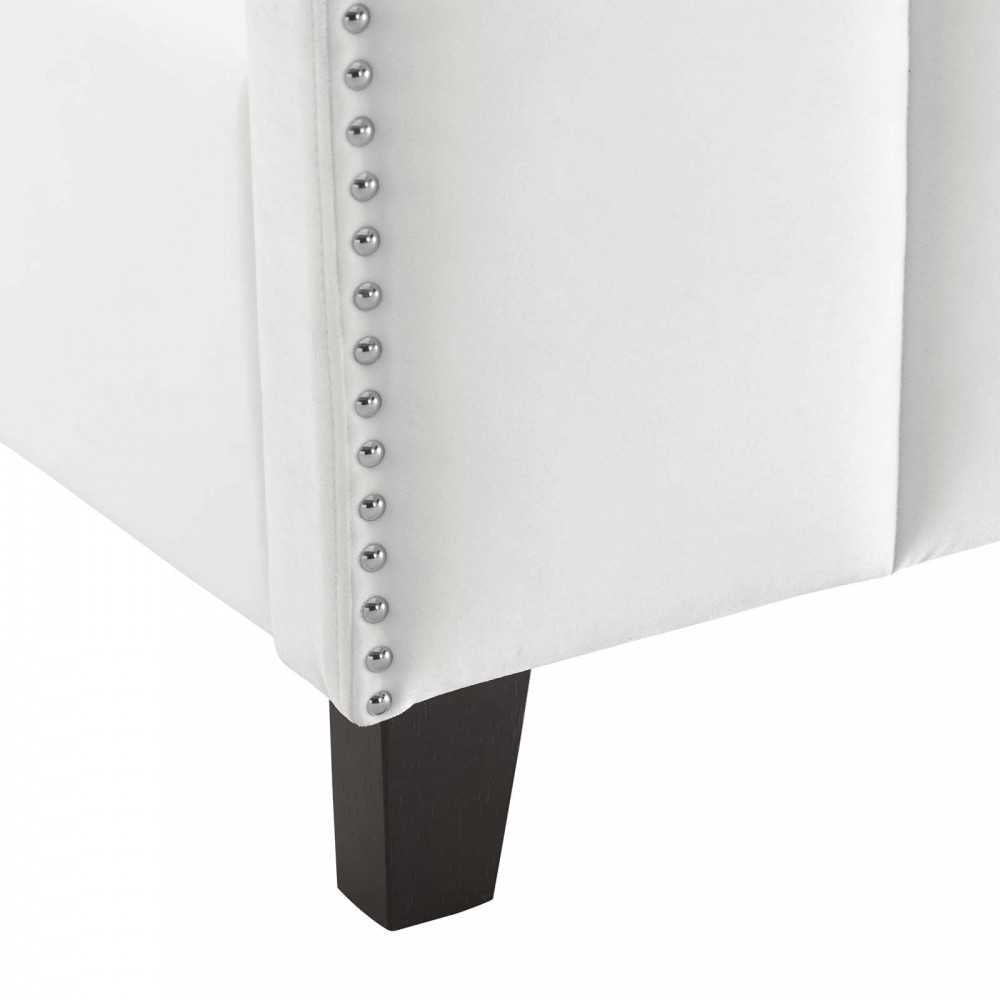 Lucille Queen Performance Velvet Platform Bed, White