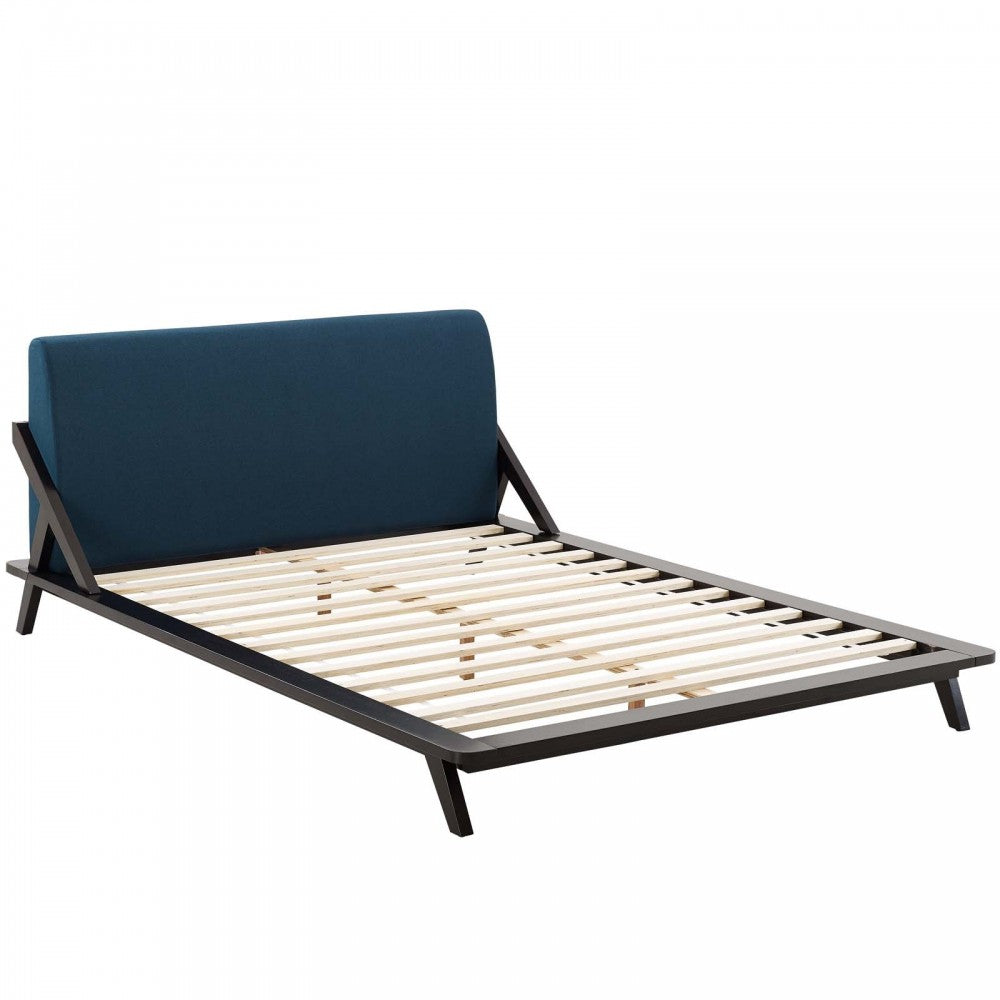 Luella Queen Upholstered Fabric Platform Bed, Cappuccino Blue