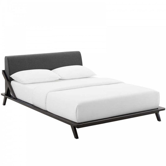 Luella Queen Upholstered Fabric Platform Bed, Cappuccino Gray