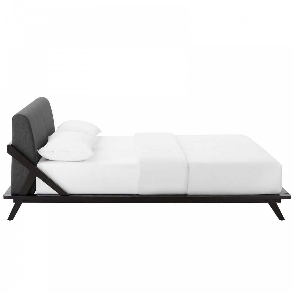 Luella Queen Upholstered Fabric Platform Bed, Cappuccino Gray