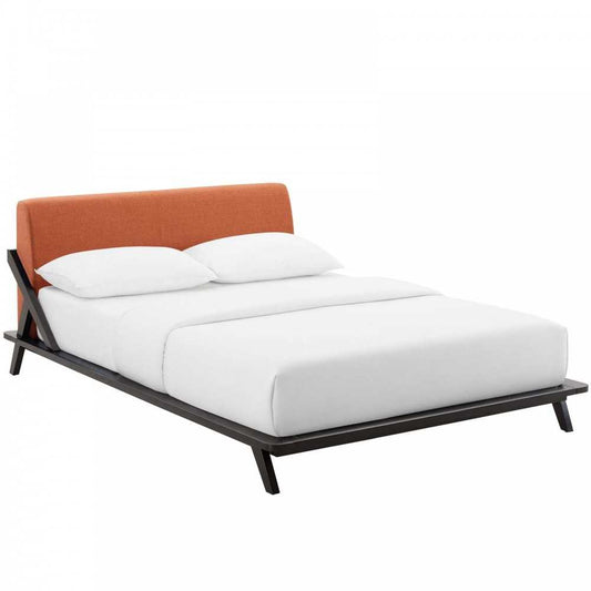 Luella Queen Upholstered Fabric Platform Bed, Cappuccino Orange