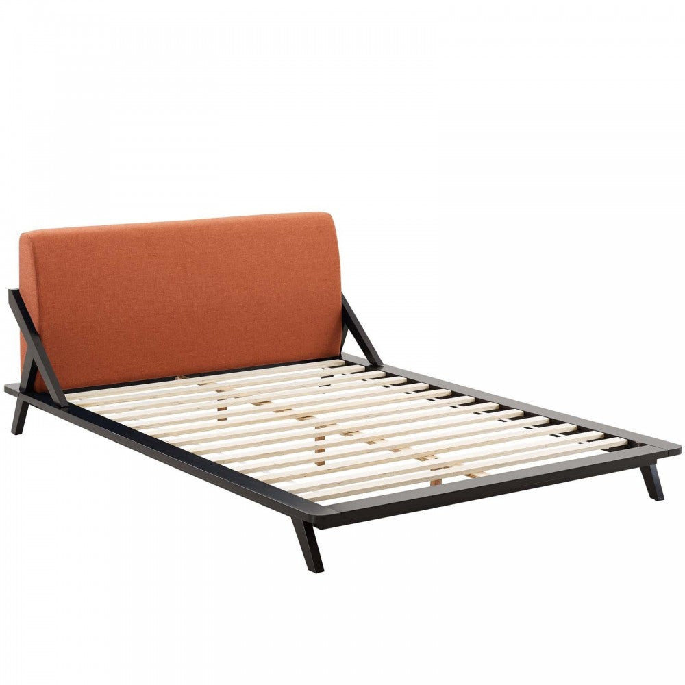 Luella Queen Upholstered Fabric Platform Bed, Cappuccino Orange