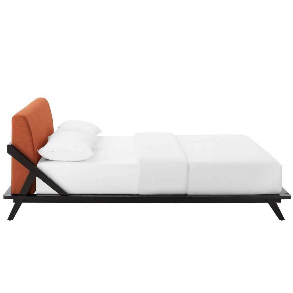 Luella Queen Upholstered Fabric Platform Bed, Cappuccino Orange