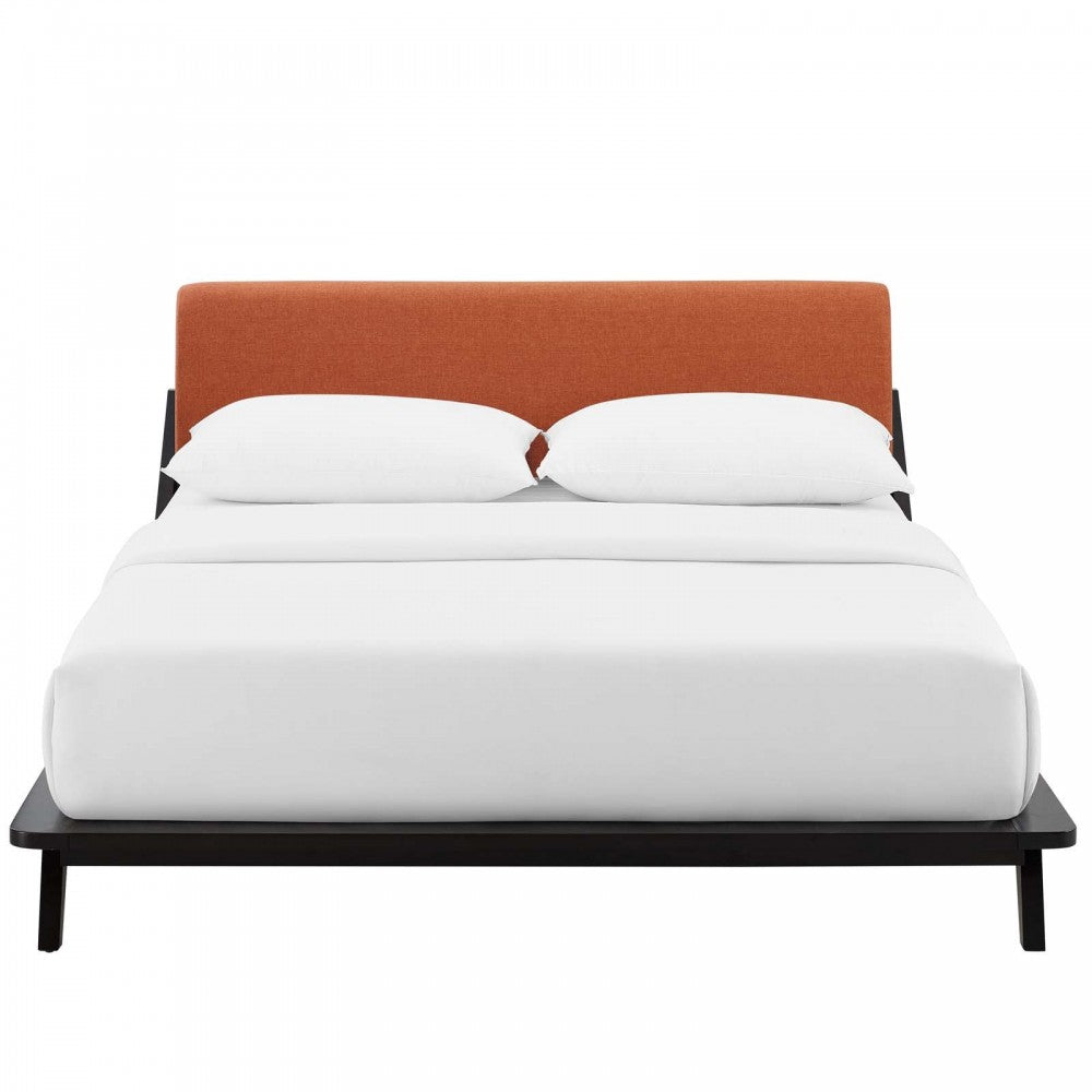 Luella Queen Upholstered Fabric Platform Bed, Cappuccino Orange