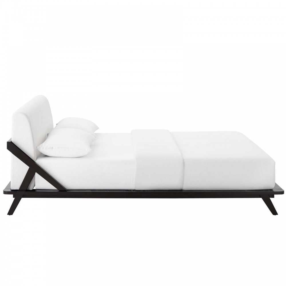 Luella Queen Upholstered Fabric Platform Bed, Cappuccino White