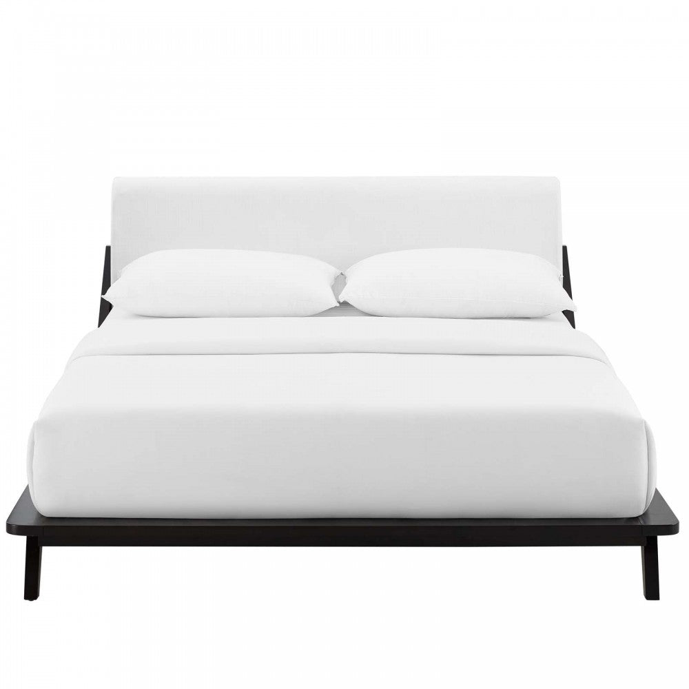 Luella Queen Upholstered Fabric Platform Bed, Cappuccino White