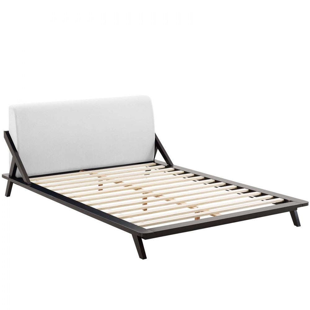 Luella Queen Upholstered Fabric Platform Bed, Cappuccino White