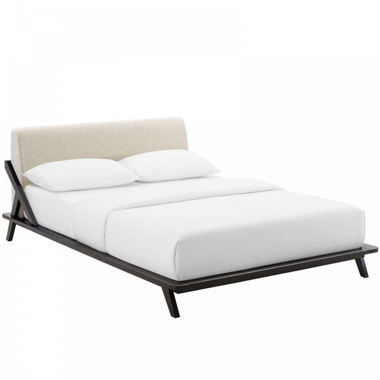 Luella Queen Upholstered Fabric Platform Bed, Cappuccino Beige