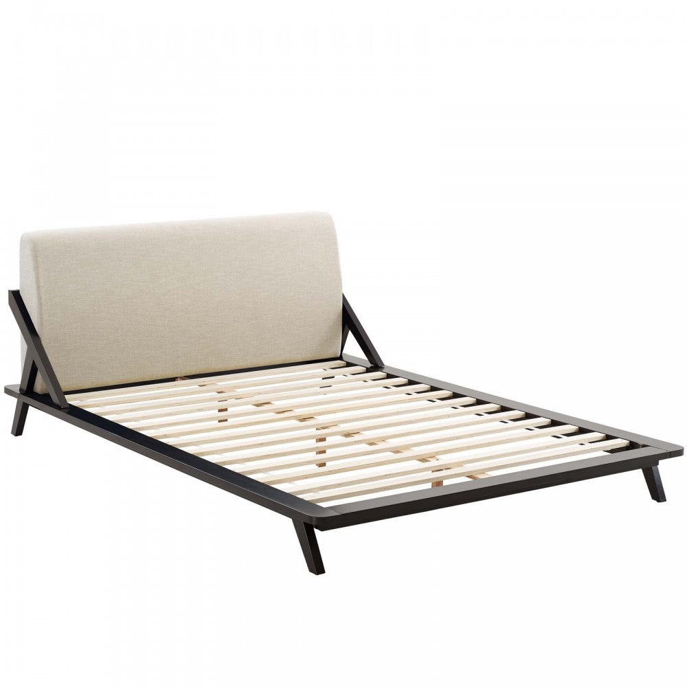 Luella Queen Upholstered Fabric Platform Bed, Cappuccino Beige