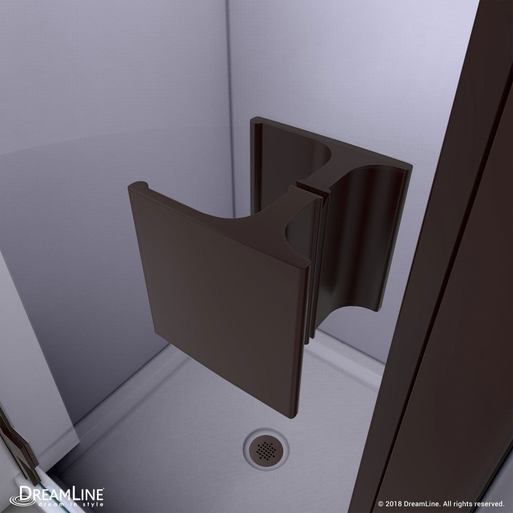 Lumen 32 in. D x 42 in. W by 74 3/4 in. H Hinged Shower Door in Oil Rubbed Bronze with Black Acrylic Base Kit