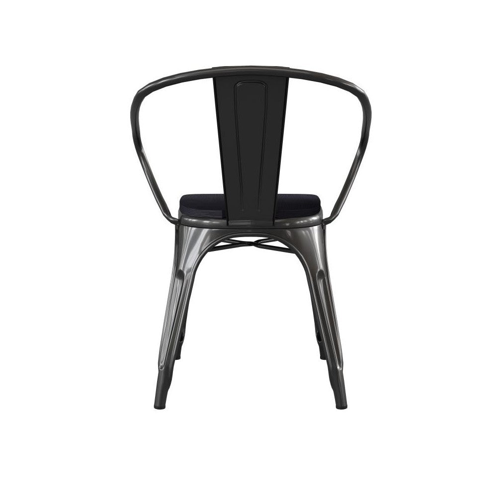 Luna Commercial Black Metal Chair-Black Seat