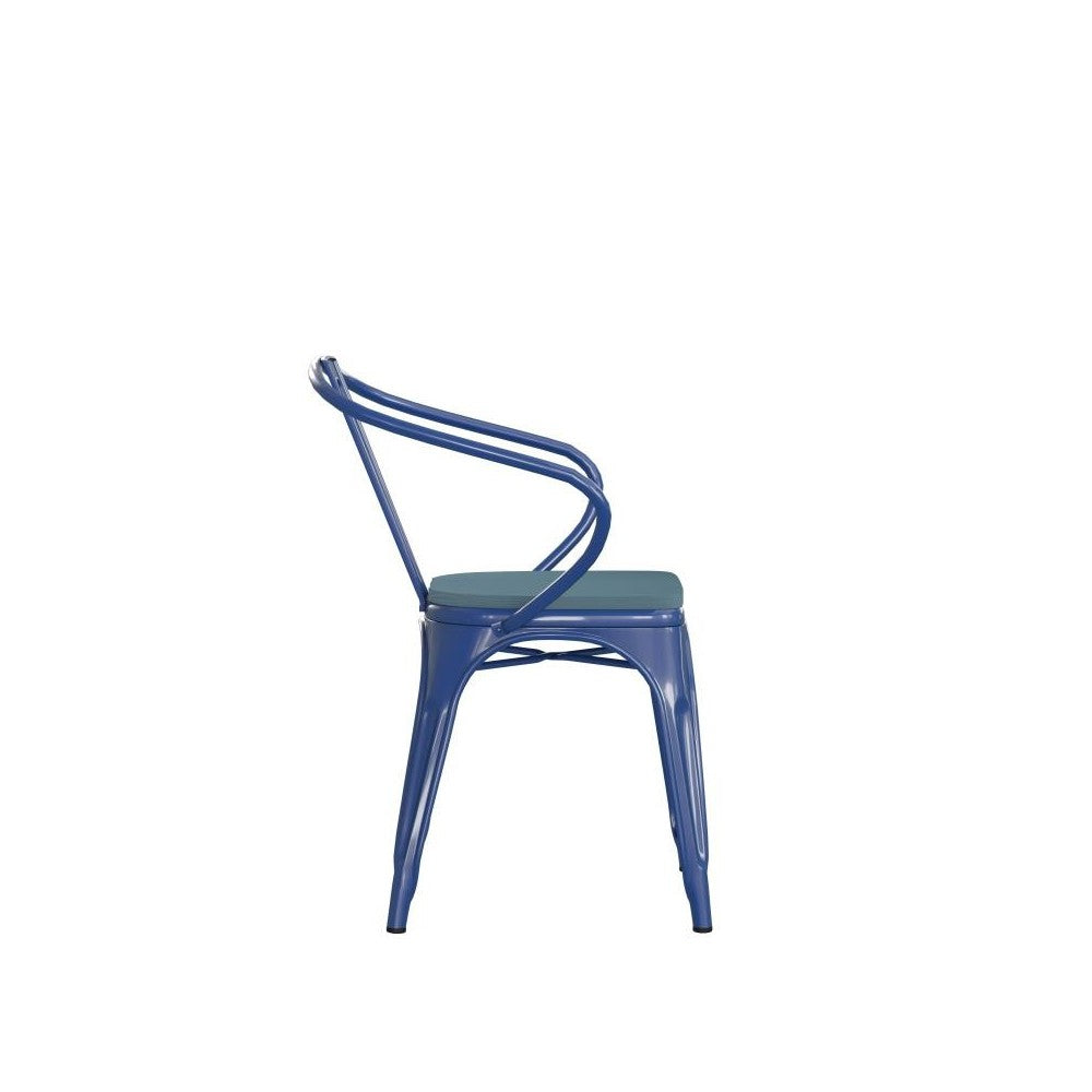 Luna Commercial Blue Metal Chair-Teal Seat