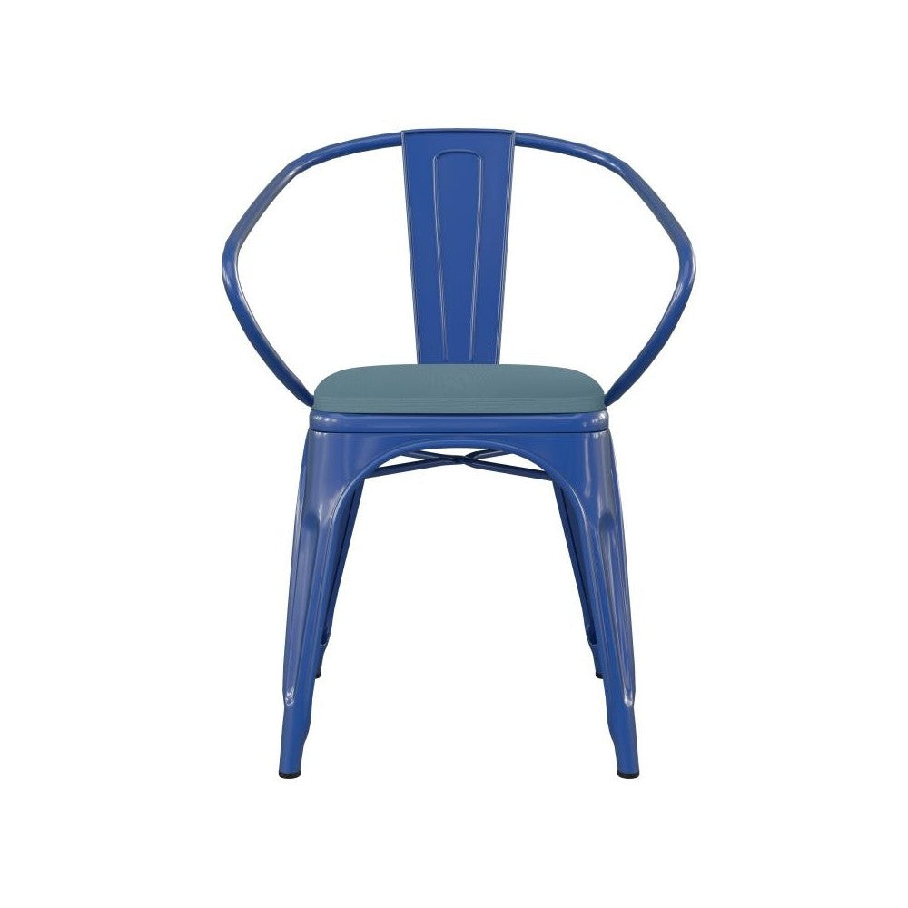 Luna Commercial Blue Metal Chair-Teal Seat