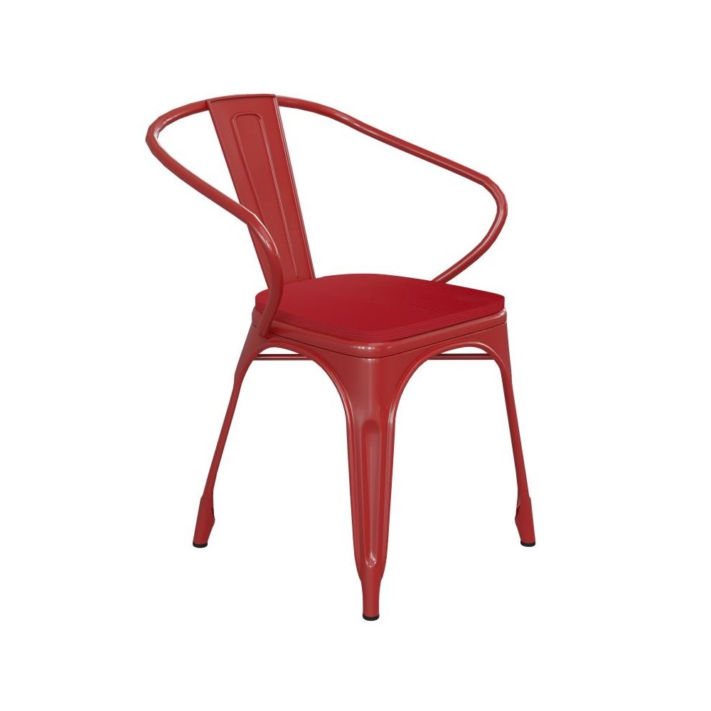 Luna Commercial Grade Red Metal Chair-Red Seat