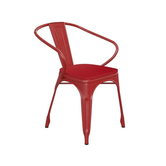 Luna Commercial Grade Red Metal Chair-Red Seat