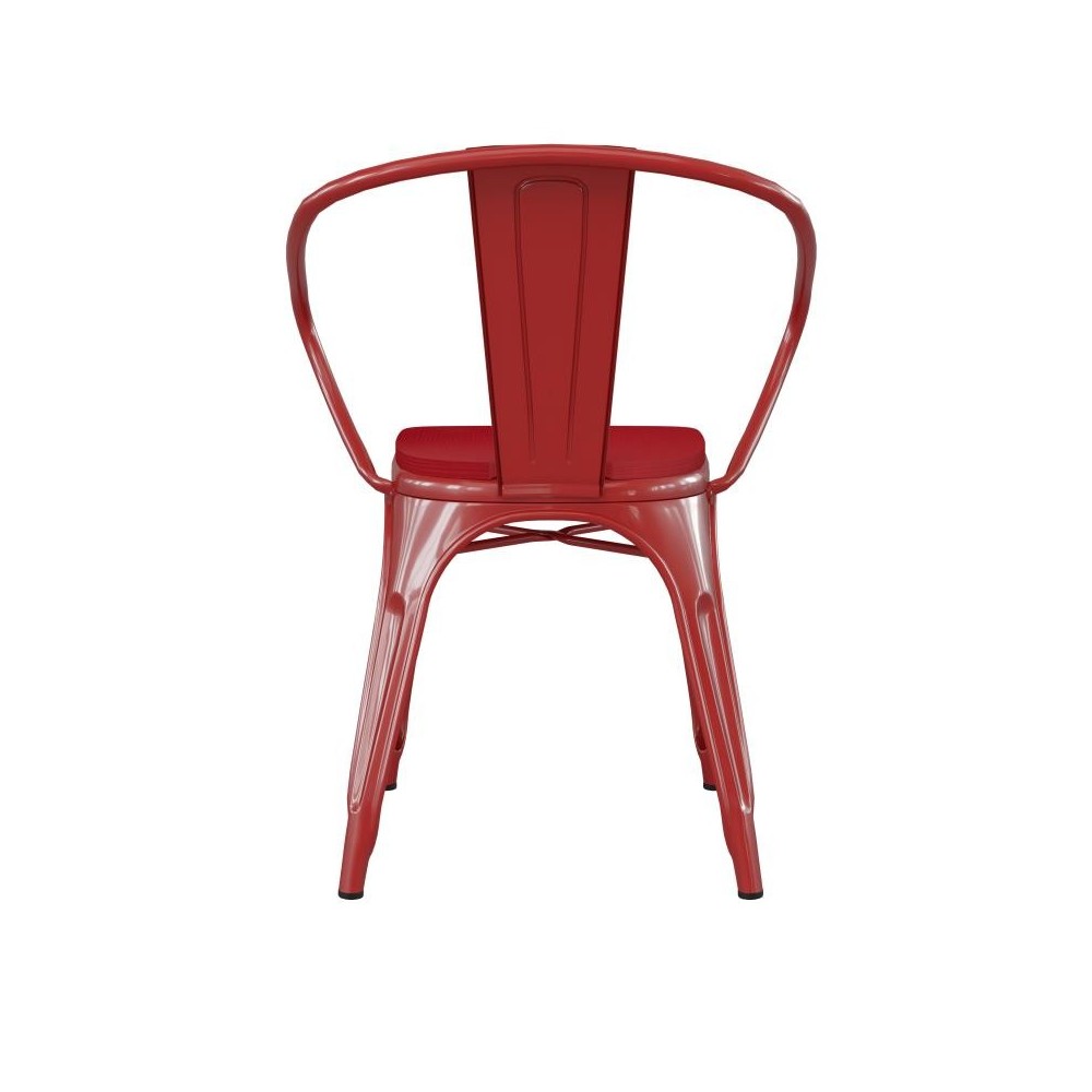 Luna Commercial Grade Red Metal Chair-Red Seat