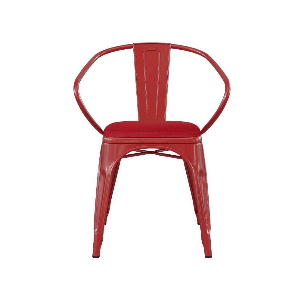 Luna Commercial Grade Red Metal Chair-Red Seat