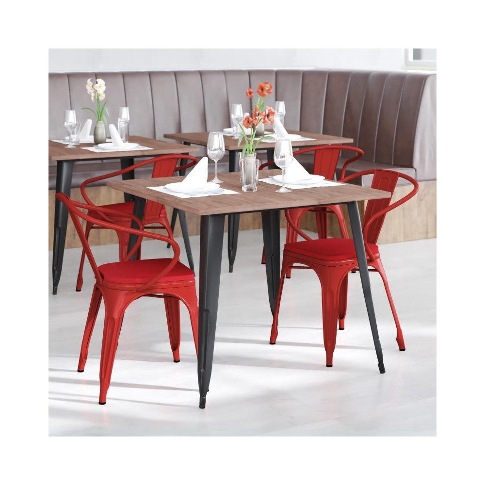 Luna Commercial Grade Red Metal Chair-Red Seat