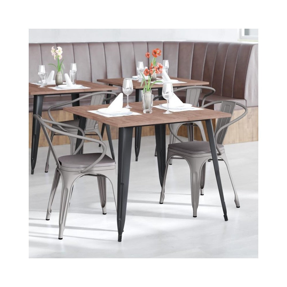 Luna Commercial Grade Silver Metal Chair-Gray Seat