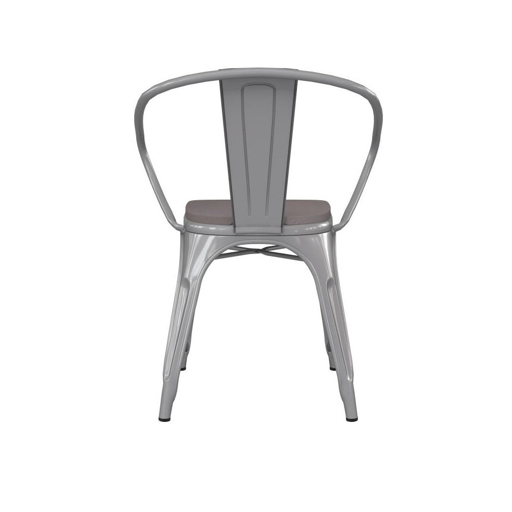 Luna Commercial Grade Silver Metal Chair-Gray Seat