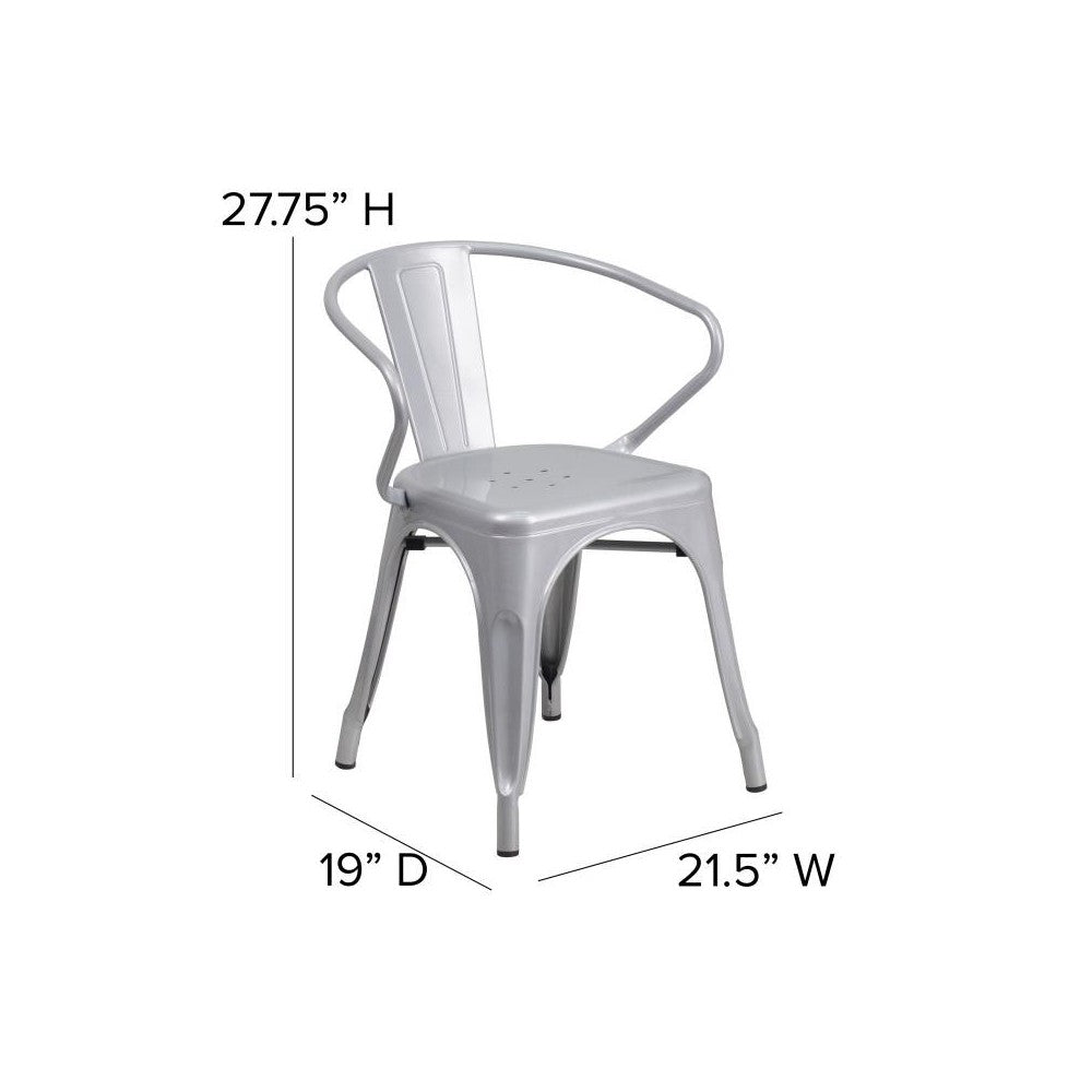 Luna Commercial Grade Silver Metal Chair-Gray Seat