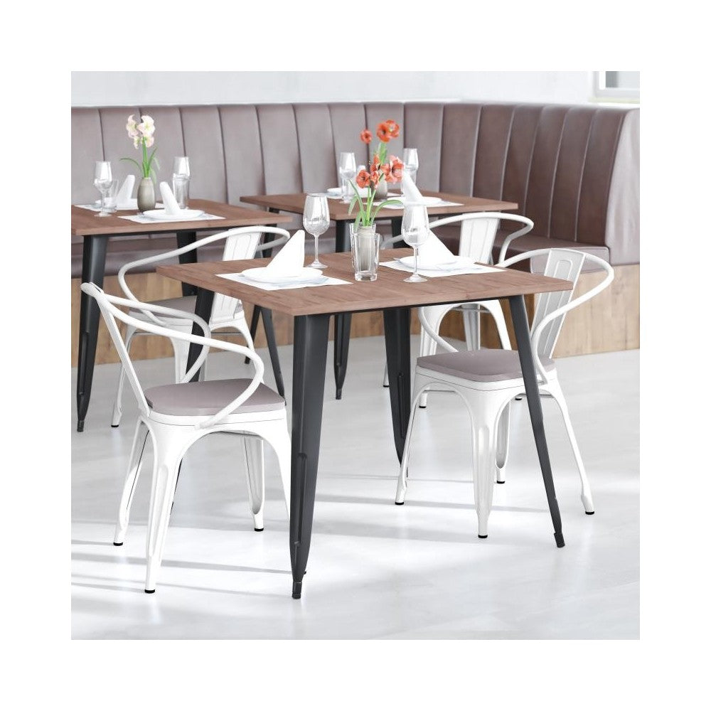 Luna Commercial Grade White Metal Chair-Gray Seat