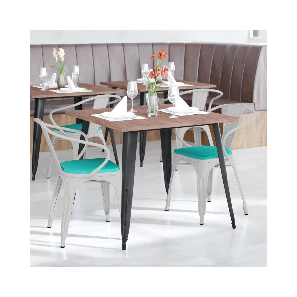 Luna Commercial Grade White Metal Chair-Mint Seat