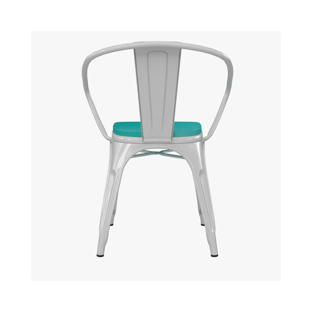 Luna Commercial Grade White Metal Chair-Mint Seat