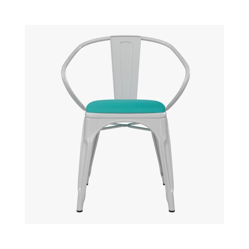 Luna Commercial Grade White Metal Chair-Mint Seat