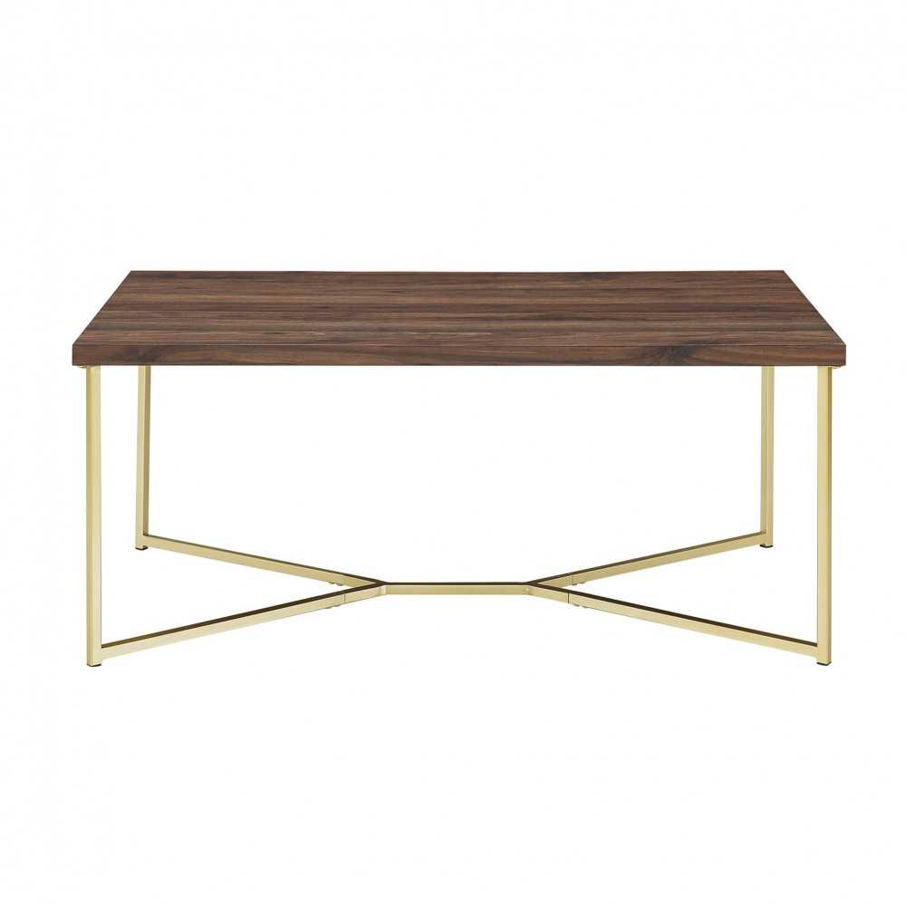 Luxe 42" Y Leg Modern Glam Coffee Table - Dark Walnut/Gold