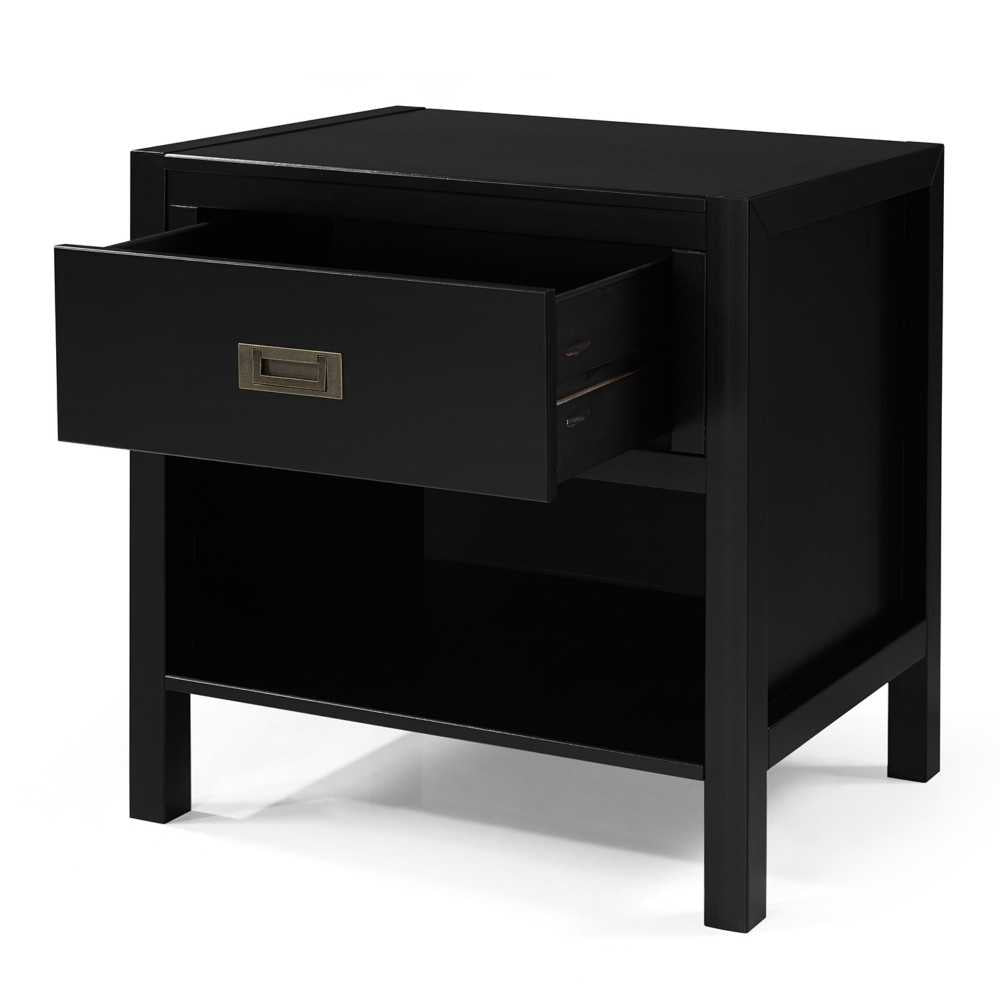 Lydia 1 Drawer Classic Solid Wood Nightstand - Black