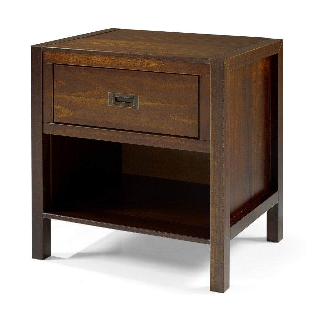 Lydia 1 Drawer Classic Solid Wood Nightstand - Walnut