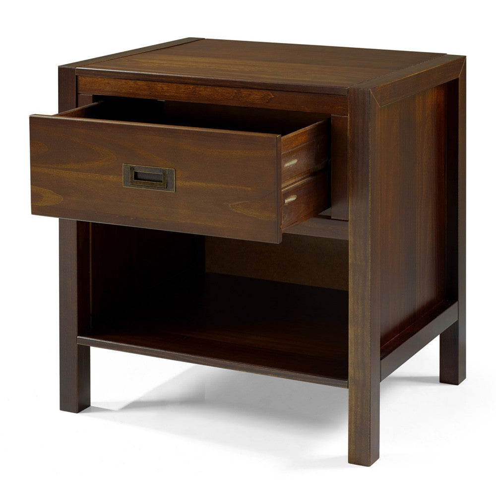 Lydia 1 Drawer Classic Solid Wood Nightstand - Walnut