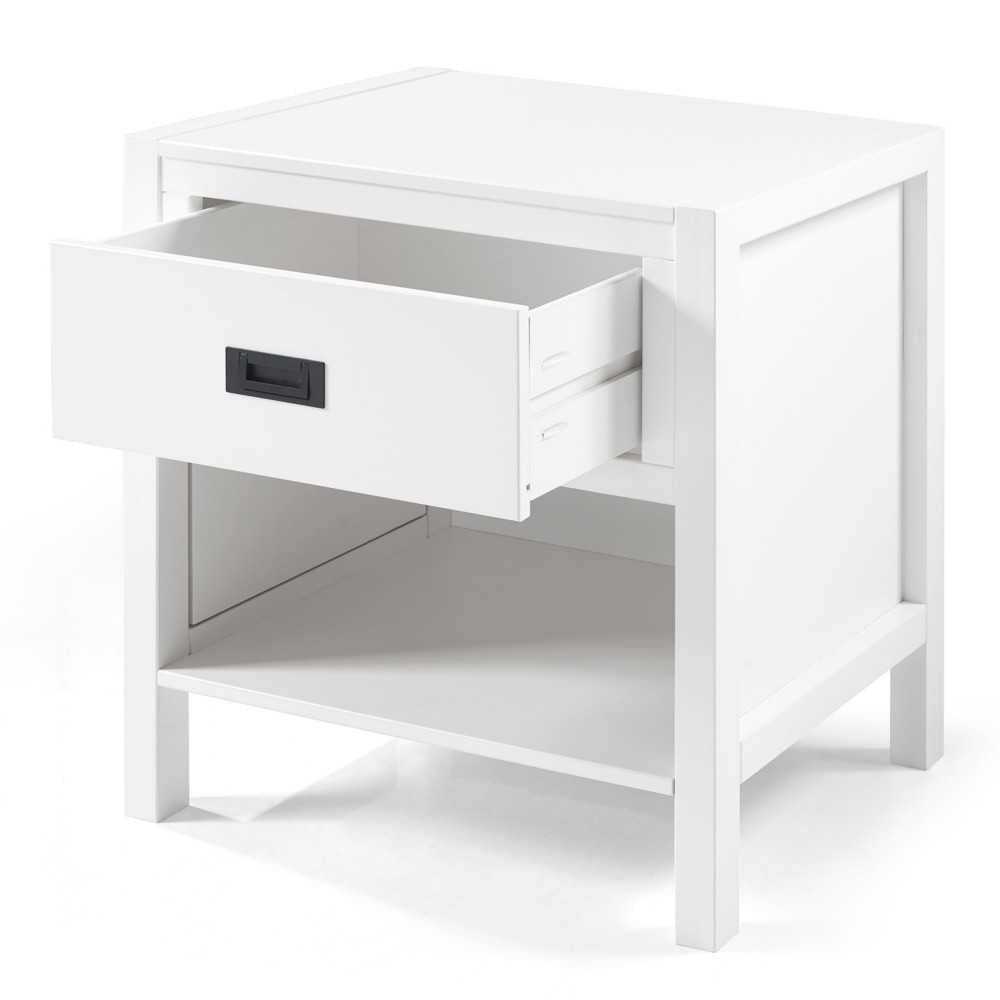 Lydia 1 Drawer Classic Solid Wood Nightstand - White