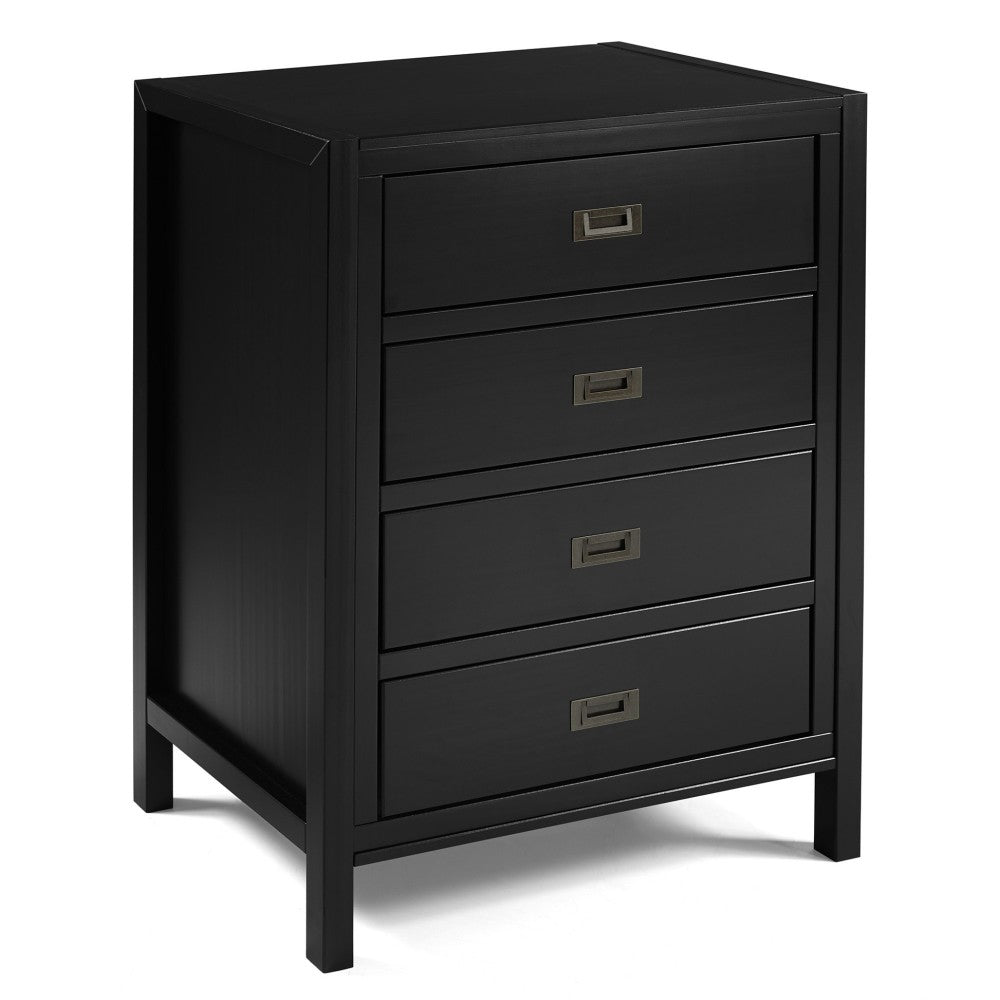 Lydia 40" Classic Solid Wood 4 Drawer Chest - Black