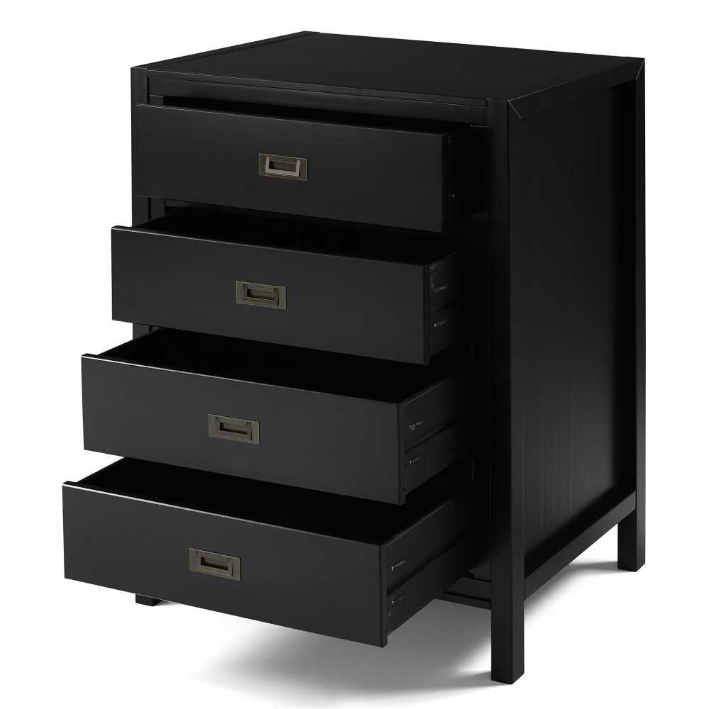 Lydia 40" Classic Solid Wood 4 Drawer Chest - Black