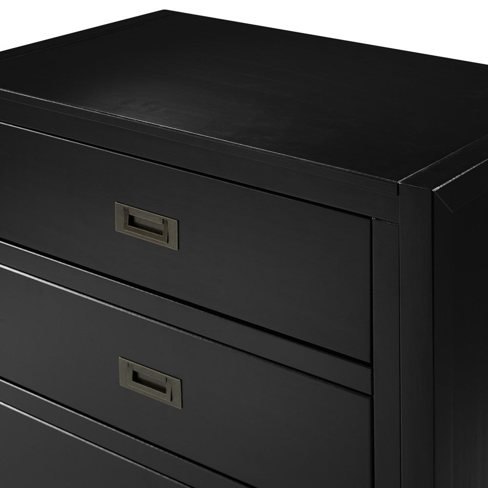Lydia 40" Classic Solid Wood 4 Drawer Chest - Black