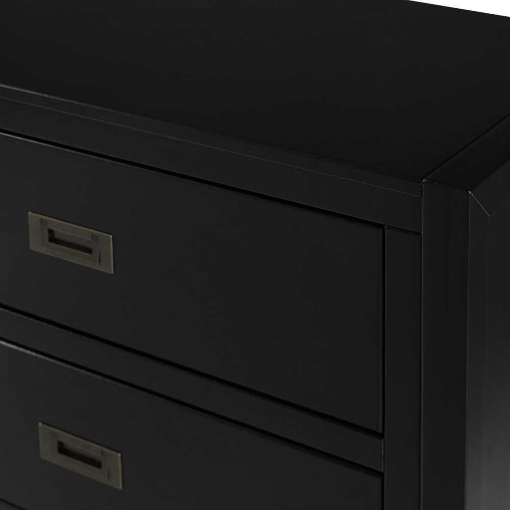 Lydia 57" Classic Solid Wood 6 Drawer Dresser - Black
