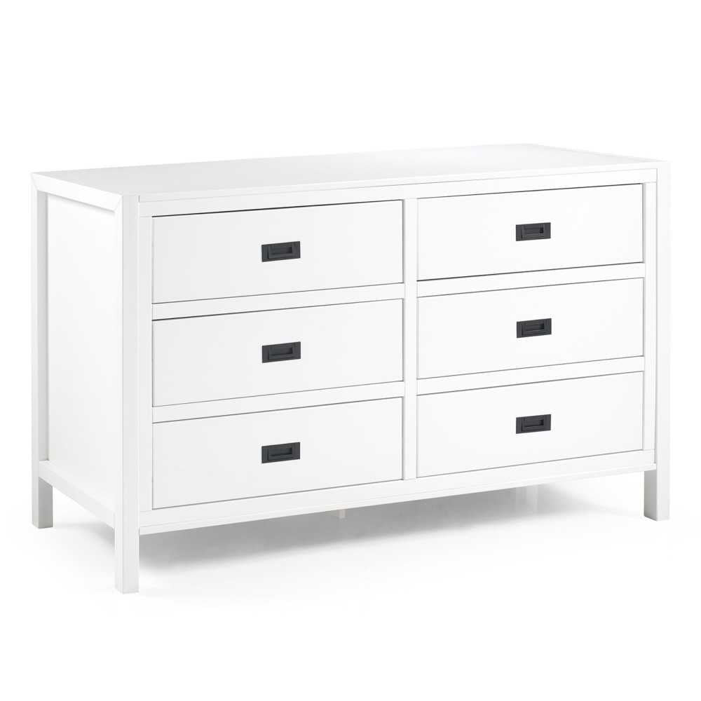 Lydia 57" Classic Solid Wood 6 Drawer Dresser - White