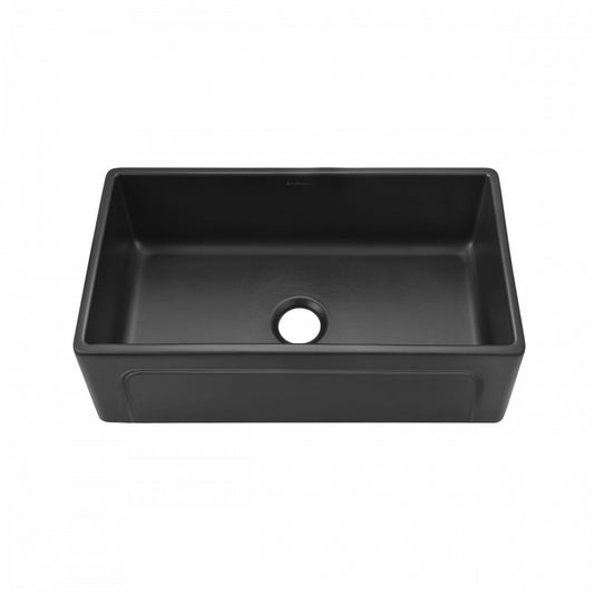 Lyon 30 x 18 Fireclay, Single Basin, Farmhouse Kitchen Sink in Matte Black