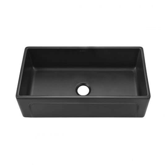 Lyon 33 x 18 Fireclay, Single Basin, Farmhouse Kitchen Sink in Matte Black