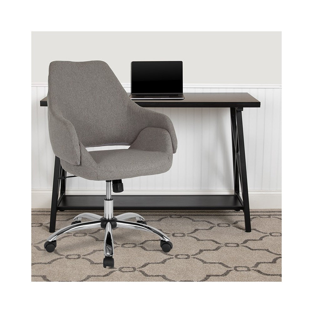 Madrid Home and Office Upholstered Mid-Back Chair in Light Gray Fabric