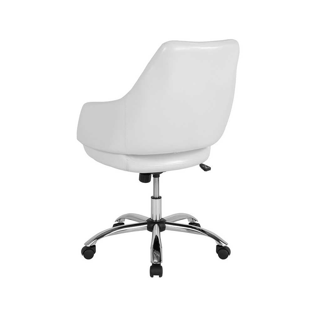 Madrid Home and Office Upholstered Mid-Back Chair in White LeatherSoft