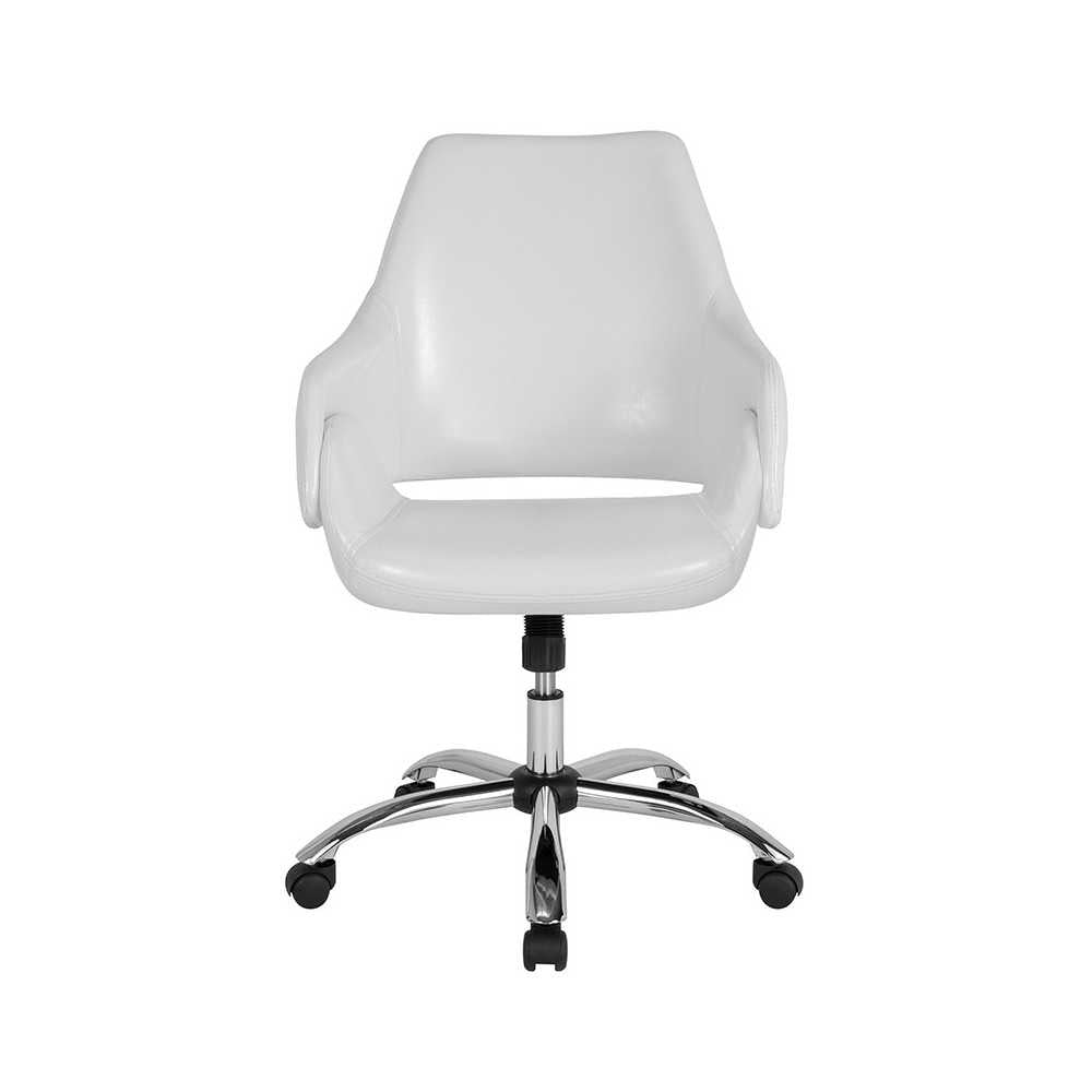 Madrid Home and Office Upholstered Mid-Back Chair in White LeatherSoft