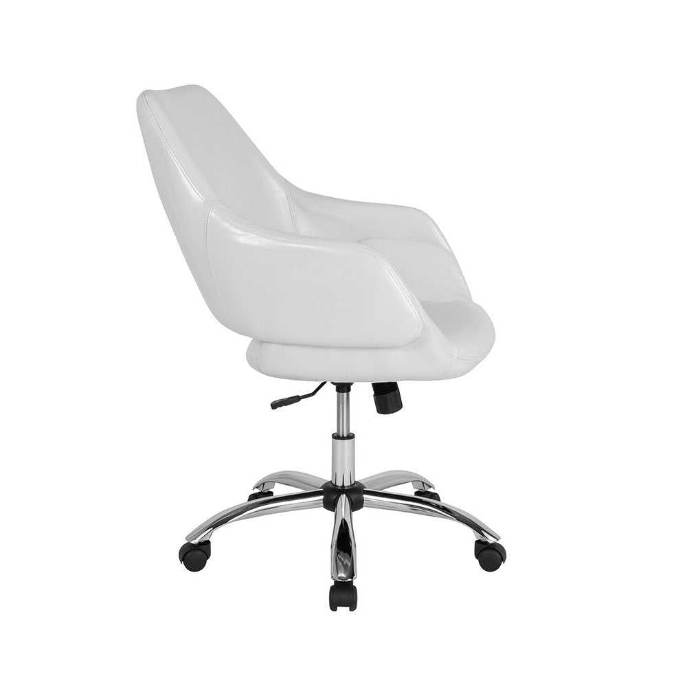 Madrid Home and Office Upholstered Mid-Back Chair in White LeatherSoft