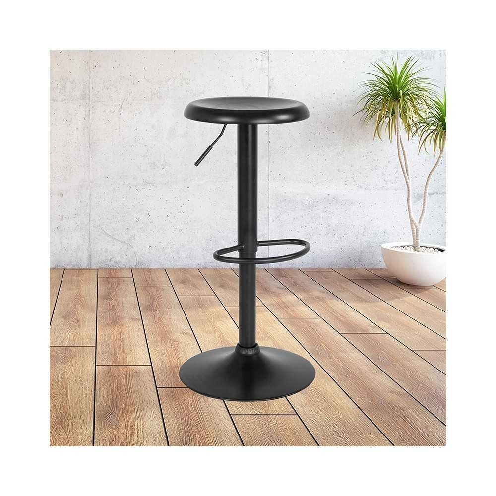 Madrid Series Adjustable Height Retro Barstool in Black Finish