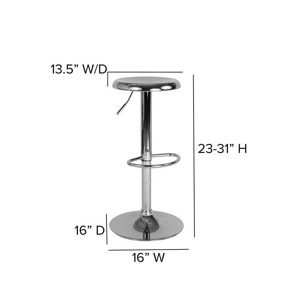 Madrid Series Adjustable Height Retro Barstool in Chrome Finish