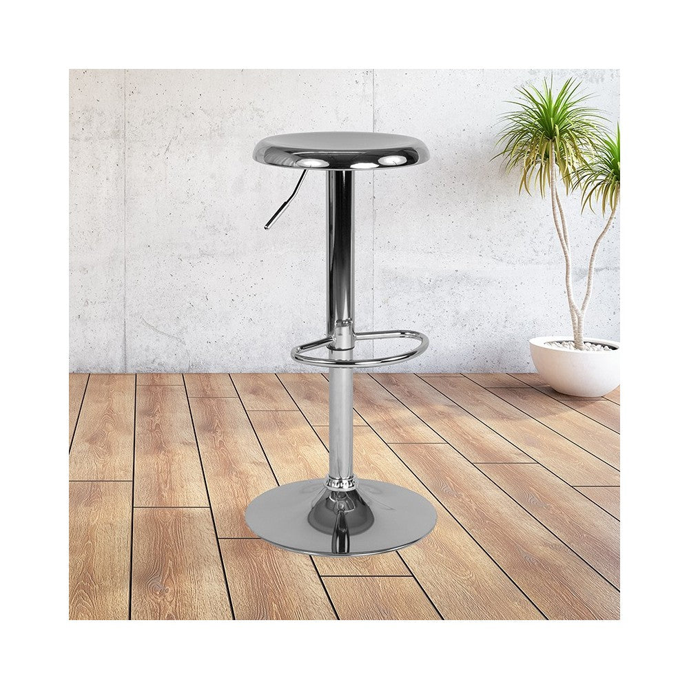 Madrid Series Adjustable Height Retro Barstool in Chrome Finish